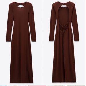 ZARA DRESS WITH SHOULDER PADS open back and side slit